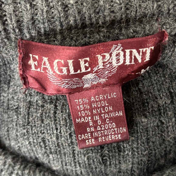 Eagle Point Vintage Men's M Red Gray V-Neck Wool Blend Sweater Geometric Argyle - Picture 5 of 5